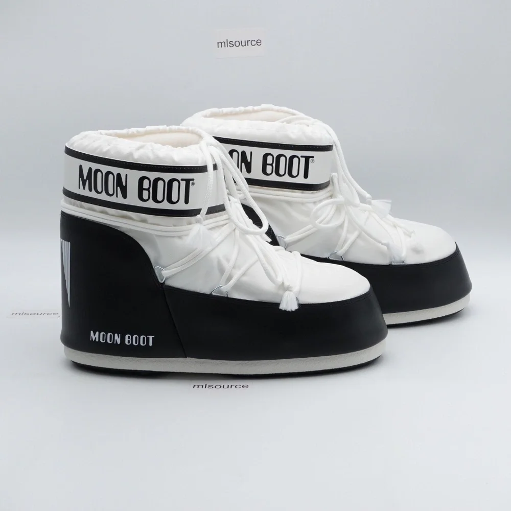 NEW Moon Boot Icon Low Nylon Winter Snow Boots White/Black